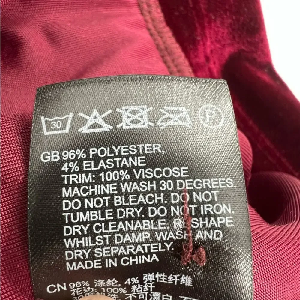 NWT Reiss Essie‎ Velvet Belted Mini Dress in Berry